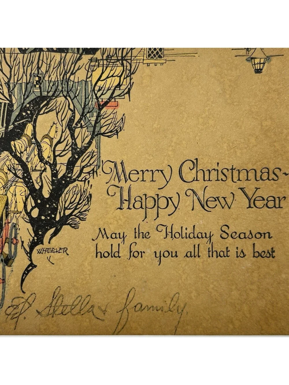 Vintage 1920s Buzza Co Minneapolis Christmas Greeting Card Wheeler Art Deco E-10